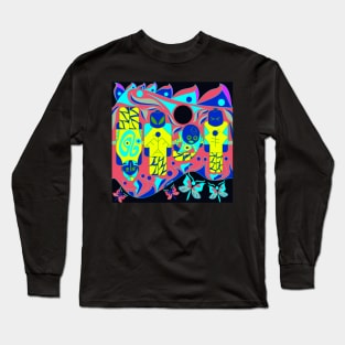 bright alien brick in aztec mask pattern ecopop Long Sleeve T-Shirt